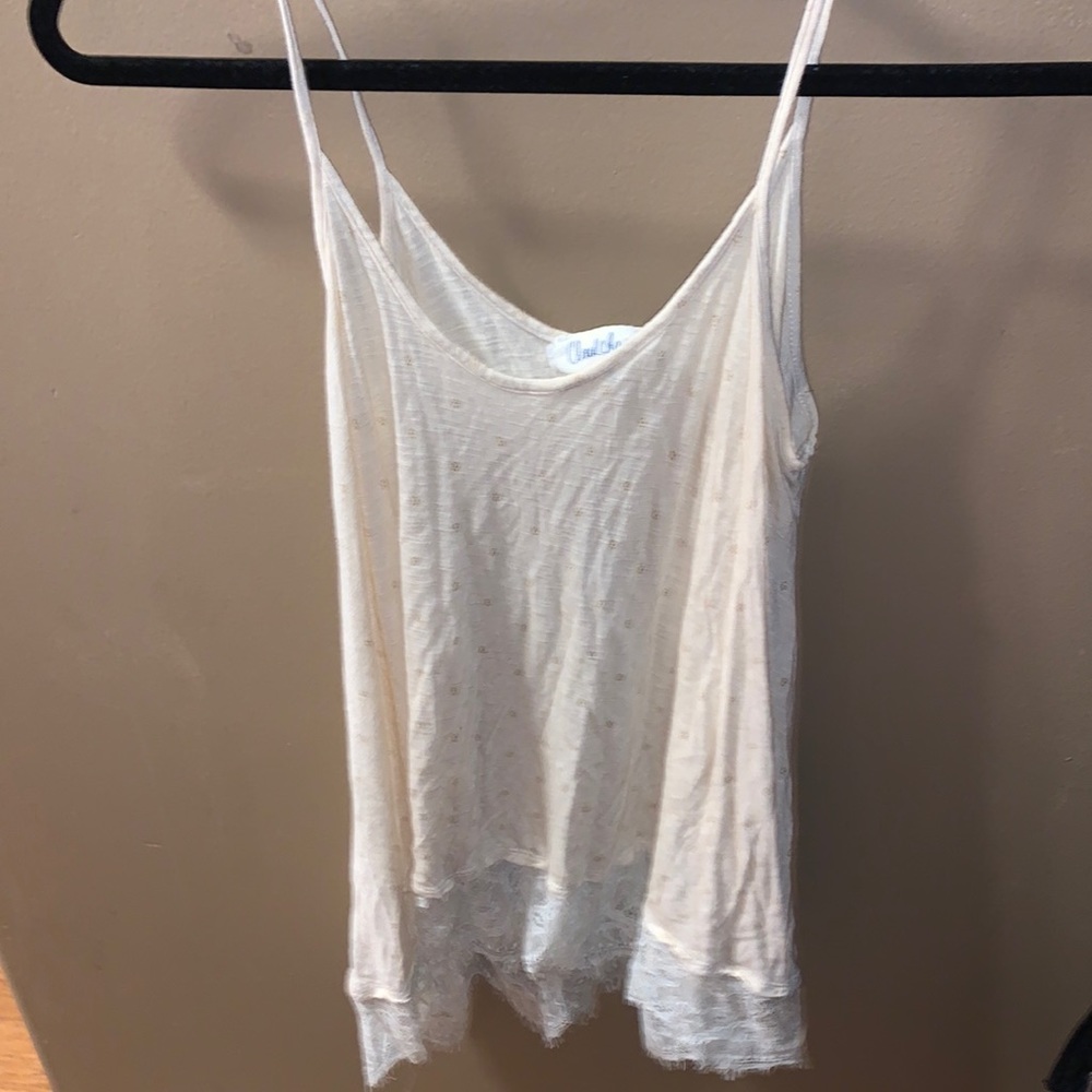 tan strappy high-low tank